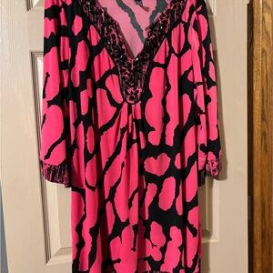 Alfani Pink and Black Midi Dress
